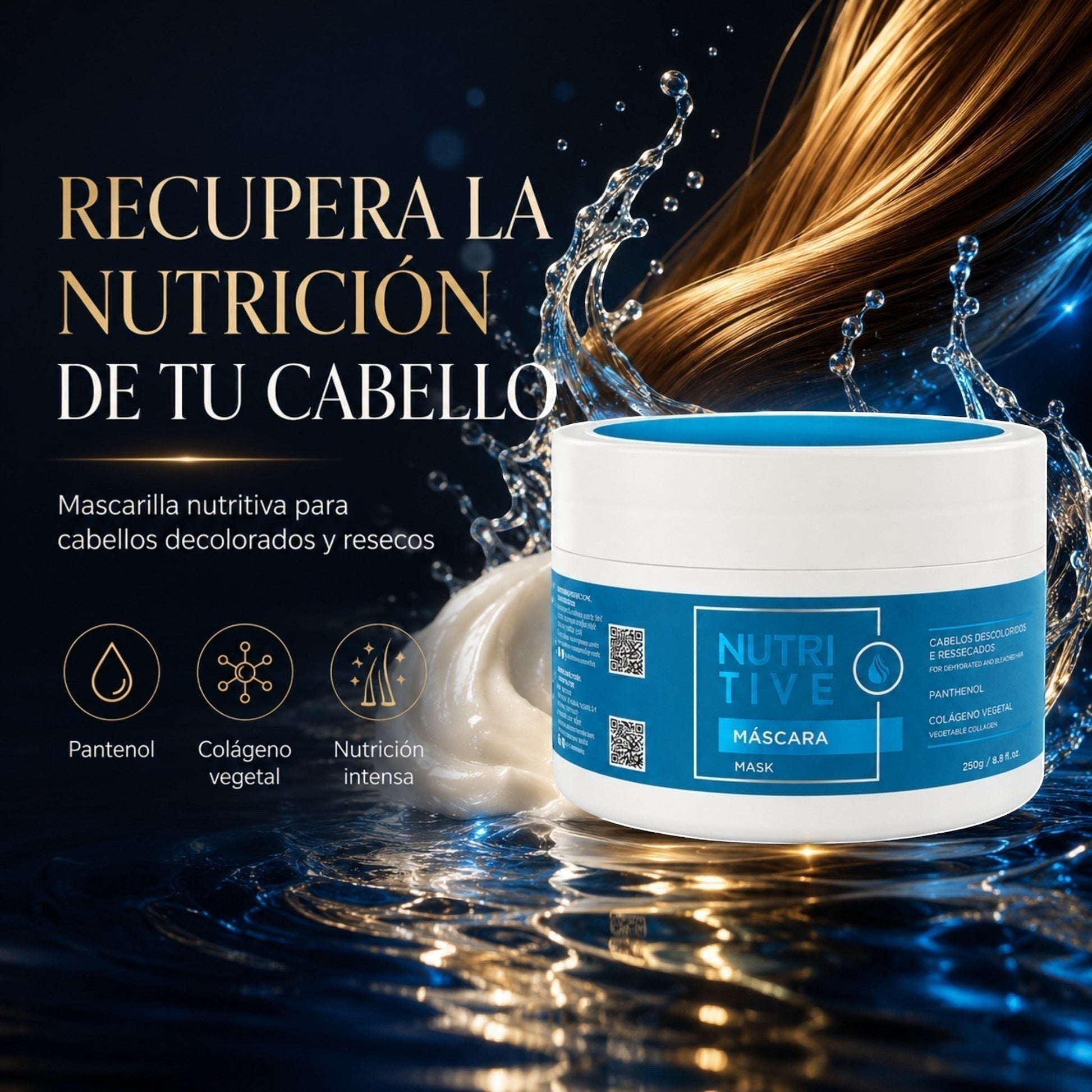 Mascarilla nutritiva Phytoca USA con pantenol y colágeno para hidratar y reparar cabellos secos y decolorados