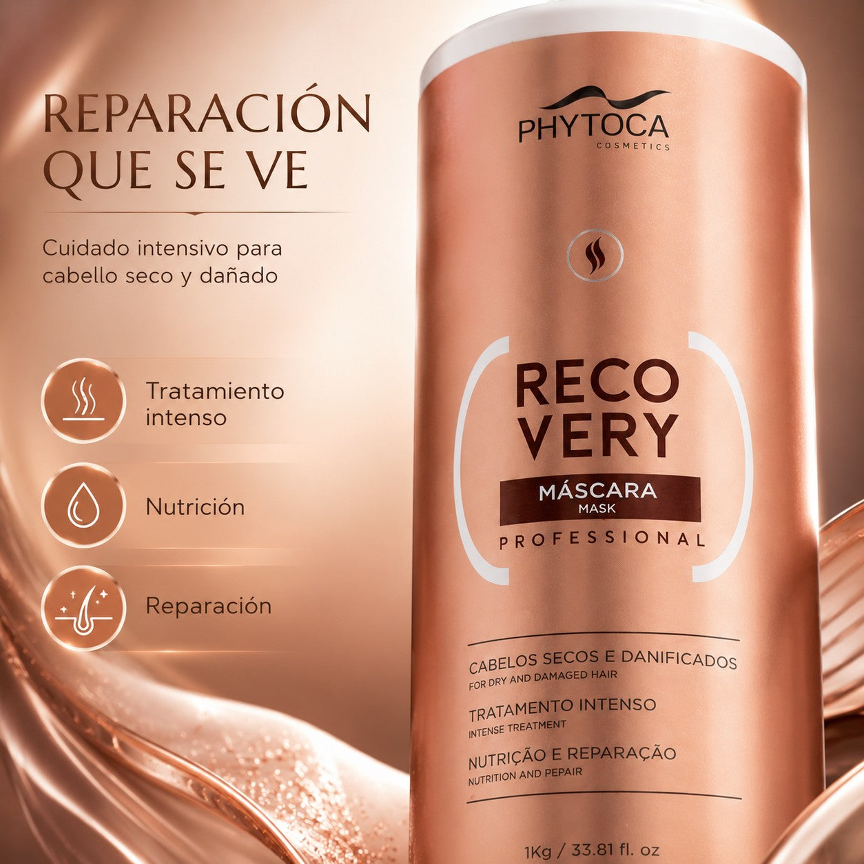 Mascarilla capilar profesional Phytoca USA Recovery para reparar profundamente el cabello seco y dañado