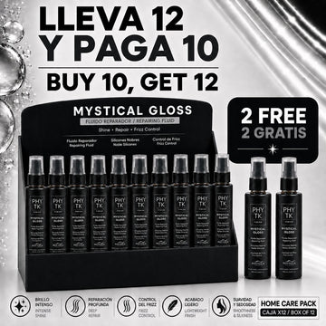 Pack de 12 sérums capilares Phytoca USA Mystical Gloss para brillo intenso y control de frizz en envases negros