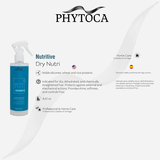 Spray Phytoca USA Nutritive Dry Nutri para cabello seco con proteínas de trigo y arroz, protector térmico profesional