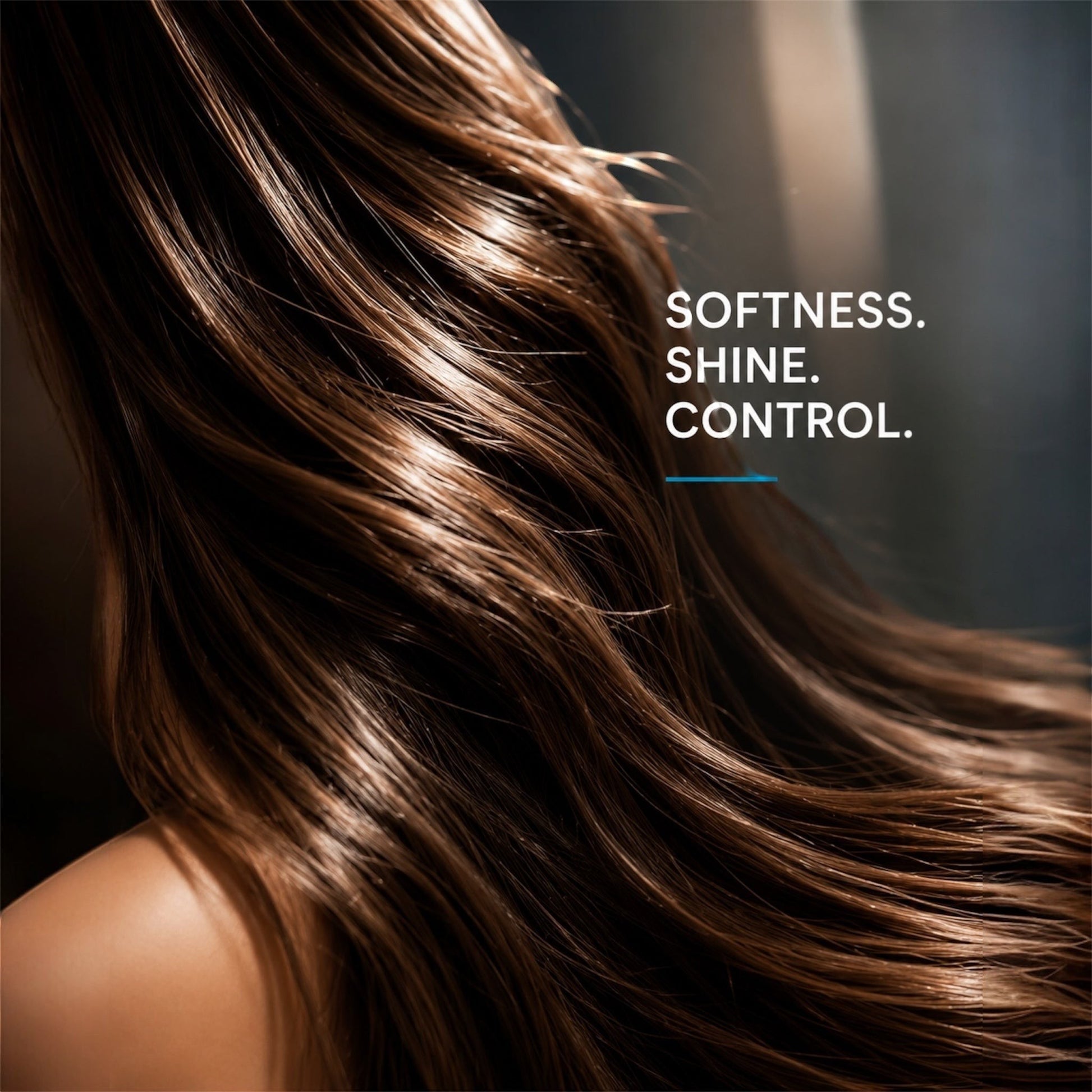 Cabello castaño brillante y suave tratado con Phytoca USA Nutritive Leave-in Milk para control y protección térmica
