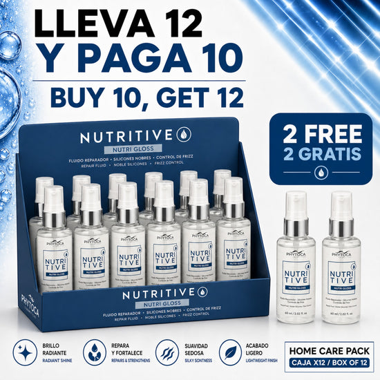 Pack de 12 unidades de Phytoca USA Nutritive Nutri Gloss, fluido reparador capilar con siliconas y vitamina E