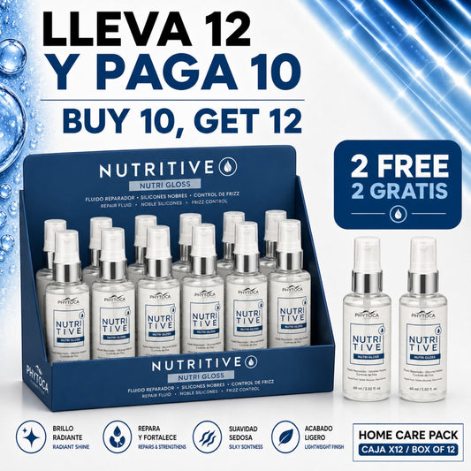 Pack de 12 unidades de Phytoca USA Nutritive Nutri Gloss, fluido reparador capilar con siliconas y vitamina E