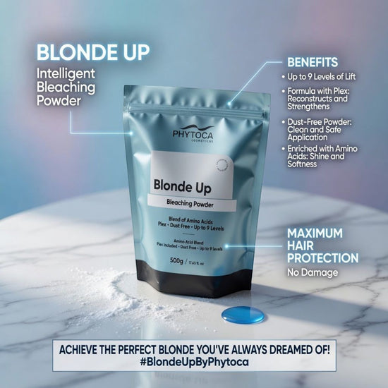 Polvo decolorante Phytoca USA Blonde Up de 500g con tecnología Plex para aclarar hasta 9 tonos sin dañar el cabello