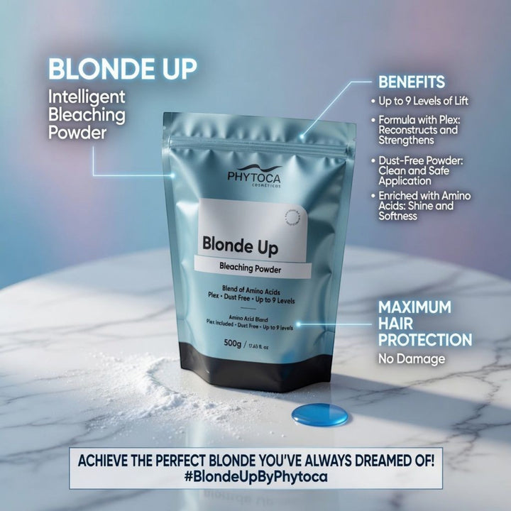 Polvo decolorante Phytoca USA Blonde Up de 500g con tecnología Plex para aclarar hasta 9 tonos sin dañar el cabello