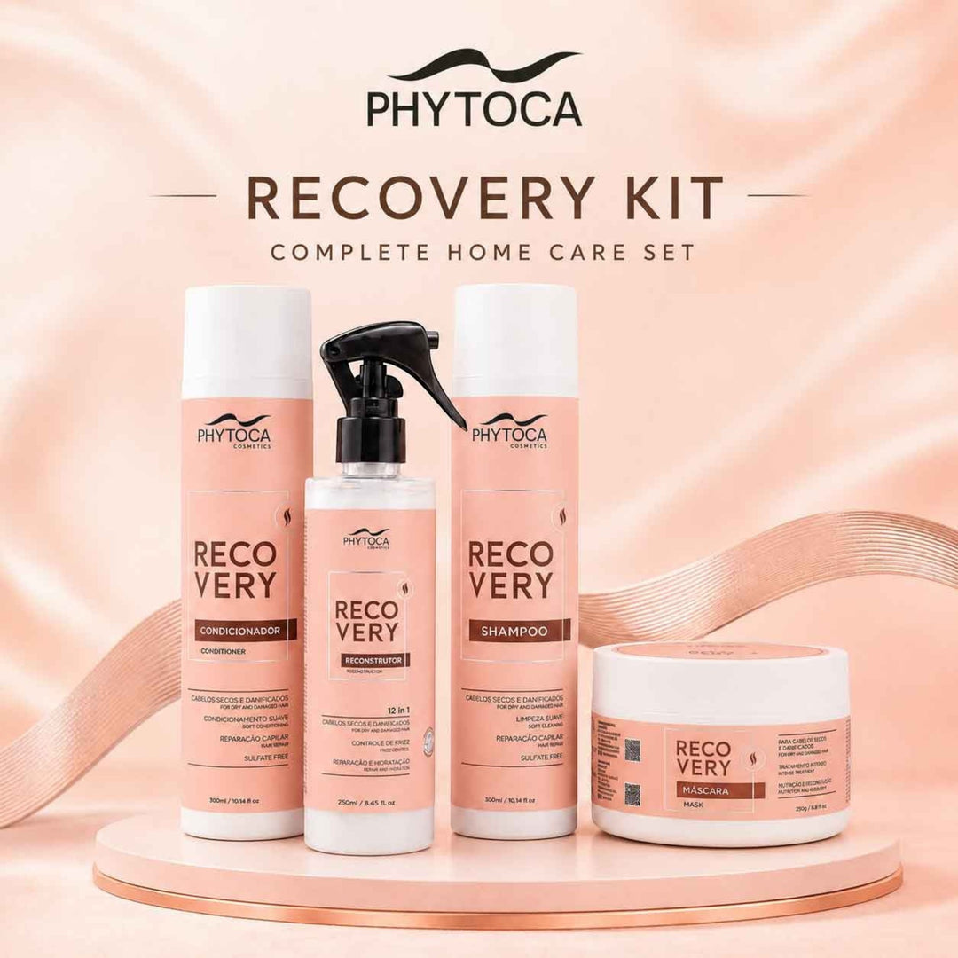 Kit de cuidado capilar Phytoca USA Recovery con champú, acondicionador, reconstructor y mascarilla para cabello dañado