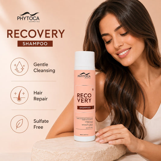Champú Phytoca USA Recovery para cabello dañado y seco, en envase rosa con fórmula reparadora y suave