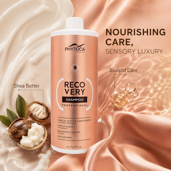 Champú reparador profesional Phytoca USA Recovery de 1 litro para cabello seco y dañado con manteca de karité.