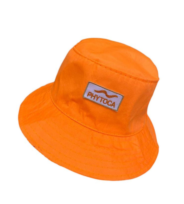 Sombrero de pescador Phytoca USA de color naranja brillante con parche de marca en la parte frontal