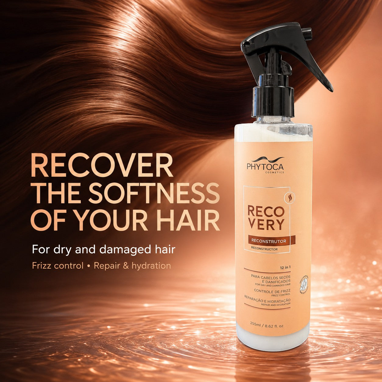 Spray Phytoca USA Recovery Reconstructor 12-in-1 para reparar cabello seco y dañado con aceites nutritivos