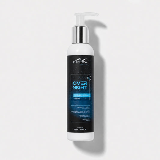 Tratamiento capilar nocturno Phytoca USA en envase de 200ml con fórmula vegana para hidratación, brillo y anti-frizz.