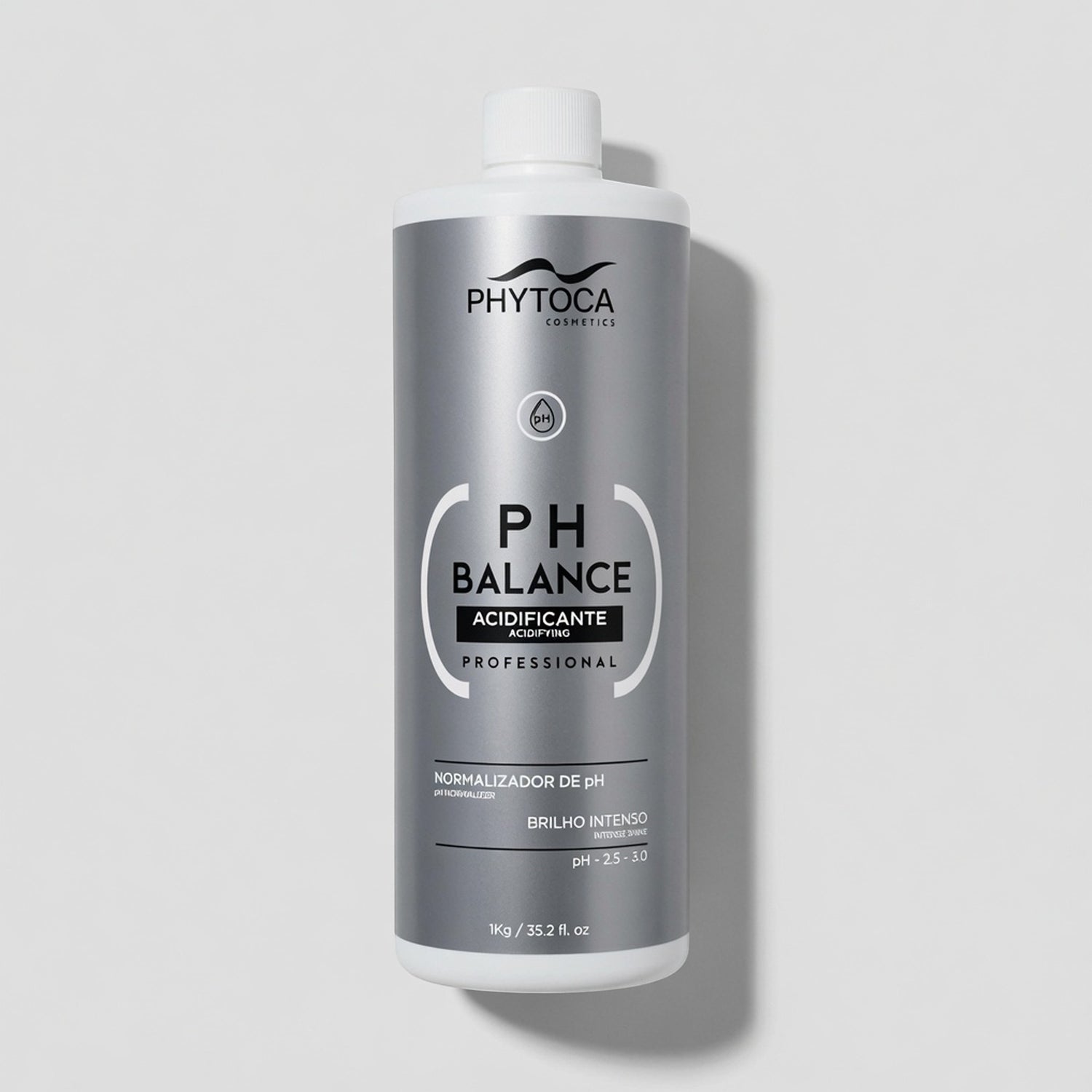 Tratamiento capilar Phytoca USA PH Balance en botella plateada de 1kg para reequilibrar el pH y dar brillo intenso.