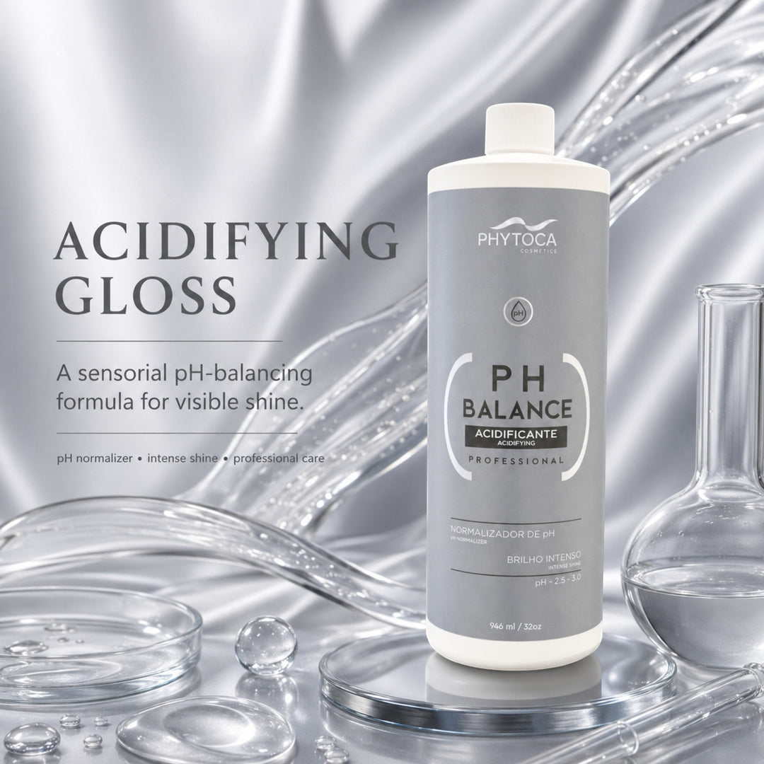 Tratamiento capilar Phytoca USA PH Balance en botella gris de 946 ml para sellar cutículas y dar brillo intenso.
